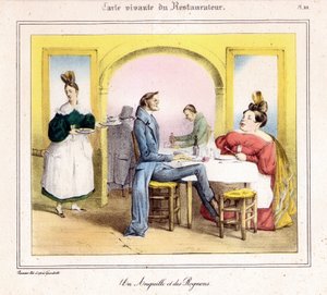 Die lebende Karte des Restaurateurs: ein Aal und Nieren