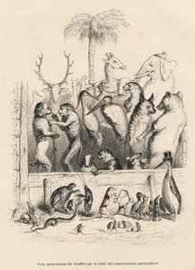 Gespräch zwischen Tieren. Vignetten illustriert von JJ Granville. Gravur signiert Breviere im Prolog "Resume parlementaire" geschrieben von PJ Stahl in "Scenes de la vie privee et publique des animaux". Paris, J. Hetzel et Paulin