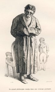 Philosophischer Affe. Vignetten illustriert von JJ Granville. Gravur signiert Breviere im Teil "Esel-Führer für Tiere, die zu Ehren gelangen wollen" geschrieben von Honore De Balzac in "Szenen aus dem privaten und öffentlichen Leben der Tiere" von Grandville