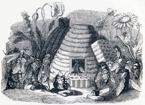 Die Hornissen und die Honigfliegen - Fabeln von La Fontaine von Grandville