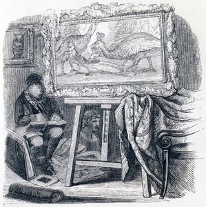 Der Eichelhäher schmückt sich mit Pfauenfedern - Fabeln von La Fontaine von Grandville