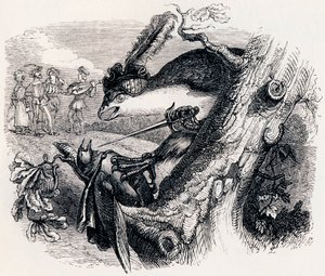 Der Milan und die Nachtigall - Fabeln von La Fontaine von Grandville