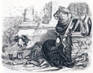 Der Hof des Löwen - Fabeln von La Fontaine von Grandville