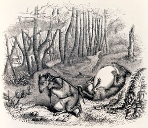 Die zwei Ratten, der Fuchs und das Ei - Fabeln von La Fontaine von Grandville