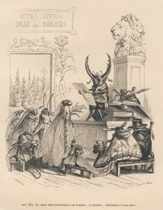 Hochzeitswünsche von Insekten. Vignetten illustriert von JJ Granville. Gravur signiert von Godard im Teil "Die Abenteuer eines Schmetterlings" geschrieben von PJ Stahl in "Szenen aus dem privaten und öffentlichen Leben der Tiere". Paris, J. Hetzel und Paul