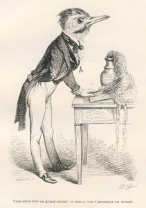 Du wirst ein großer Gelehrter sein, und ich werde es der Welt verkünden. Vignetten illustriert von JJ Granville. Gravur signiert Tamisier im Teil "Esel-Führer für Tiere, die zu Ehren gelangen wollen" geschrieben von Honoré De Balzac in von Grandville