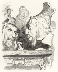 Gulliver wird von den Bewohnern von Brobdingnag inspiziert, aus Gullivers Reisen von Jonathan Swift