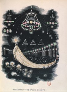 Wanderung eines Kometen, möglicherweise ein Andenken an den Halleyschen Kometen im Jahr 1834. 1849 von Grandville