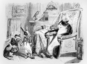 Die Katze, das Wiesel und das kleine Kaninchen, Illustration für 