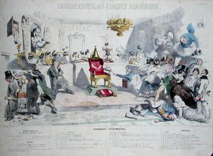 Grande Course au Clocher Academique, Karikatur, die das Institut de France darstellt, 1839