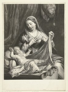 Maria mit Christuskind in der Krippe von Gérard Edelinck