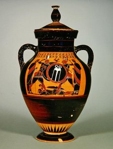 Bauchamphora, die Priamos und Achilles darstellt, ca. 550 v. Chr. von Greek