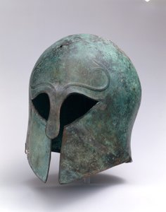Bronzener archaischer Helm korinthischer Art, um 600-575 v. Chr. von Greek