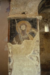 Beschädigte Fresken in der Kirche der Panayia