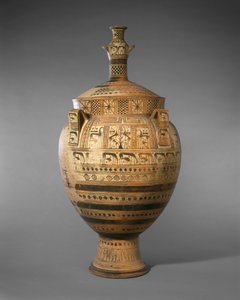 Terrakotta-Krater mit Deckel, ca. 750–740 v. Chr.