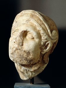 Kriegerkopf von Skopas (340-420 v. Chr.) von der Vorderseite des Athena Alea Tempels in Tegea, 4. Jahrhundert v. Chr.