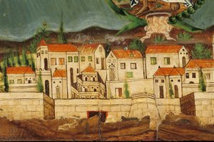 Pelmet, das die Wiedergeburt Griechenlands darstellt (Detail) von Greek School