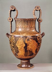 Rotfiguriger Krater darstellend ein Gespräch zwischen einem Epheben und einer Frau im Himation, aus Böotien
