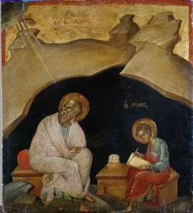 Heiliger Johannes der Evangelist mit seinem Schreiber Prochoros von Greek School