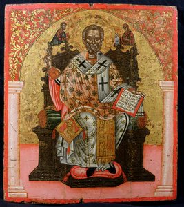 Der heilige Nikolaus auf dem Thron, Ikone aus Thessaloniki von Greek School