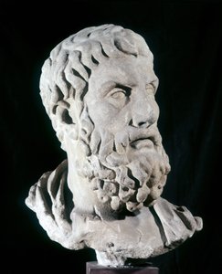 Porträt von Epikur (341 v. Chr. - 270 v. Chr.), griechischer Philosoph, Begründer des Epikureismus. Baracco Museum, Rom