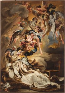 Tod der hl. Scholastika, ca. 1700 von Gregorio De Ferrari