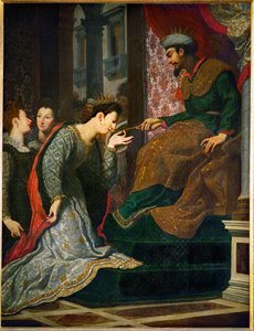 Esther vor Ahasverus (allgemein als Xerxes I. identifiziert)