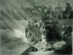 Weinherstellung in Kahetie, Georgien, Tafel 31 aus einem Buch über den Kaukasus, graviert von Adolphe Mouilleron (1820-81), veröffentlicht von Alfred Leon Lemercier, Paris von Grigori Grigorevich (after) Gagarin