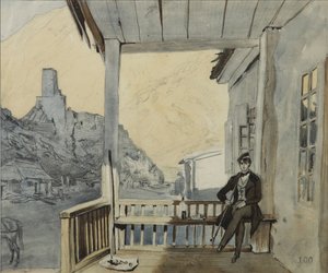 Graf Sergey Vasilyevich Dolgorukov 1820-1853 an der Lars-Station, 1840 von Grigori Grigorevich Gagarin