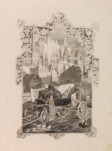 Frontispiz zur Novelle Tarantas Der Tarantass von Vladimir Sollogub, 1845 von Grigori Grigorevich Gagarin