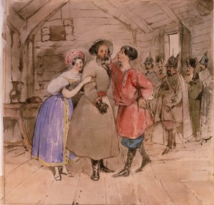 Szene aus der Oper Ein Leben für den Zaren von M. Glinka, Ende der 1830er Jahre