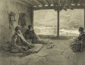 Scharia-Vorlesung in Khosrakh, Dagestan, Tafel 50 aus einem Buch über den Kaukasus, graviert von Adolphe Mouilleron (1820-81), veröffentlicht von Alfred Leon Lemercier, Paris, 1847