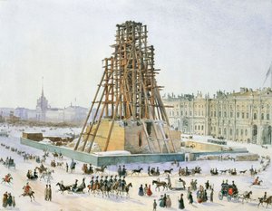 Die Alexander-Säule im Gerüst, 1833 von Grigori Grigorievich Gagarin