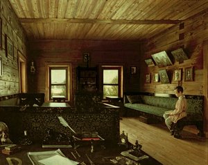Das Arbeitszimmer im Haus von Nikolai Milyukov in Ostrovky, 1844