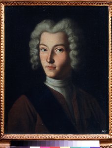 Porträt des Zaren Peter II. von Russland (1715-1730). Gemälde von Grigori Dmitrievich Molchanov (um 1730-nach 1786), Öl auf Leinwand, russische Kunst des 18. Jahrhunderts. Staatliche Tretjakow-Galerie, Moskau von Grigory Dmitriev Molchanov