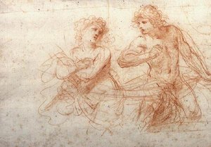 Studie eines nackten Mannes und einer Frau (Rötel) von Guercino
