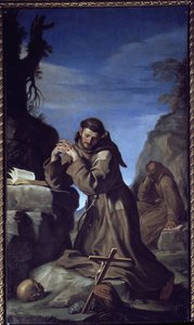 Der heilige Franziskus, das Kreuz anbetend von Guercino
