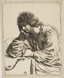 Der heilige Johannes der Evangelist in Meditation von Guercino