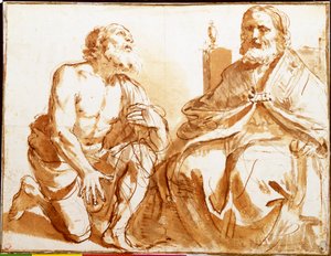 Sitzender Bischof und kniender Heiliger von Guercino