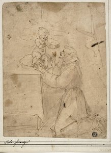 Der heilige Antonius von Padua, der das Christkind anbetet von Guglielmo Caccia
