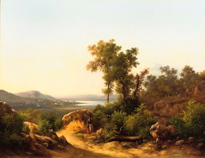 Trasimeno: Ein Blick auf den Trasimeno-See, Italien, 1874 von Guido Agostini