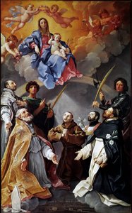 Altarbild der Pest: Jungfrau mit Kind mit St. Petronius, St. Franziskus, St. Ignatius, St. Franz Xaver, Proculus von Bologna und Florian