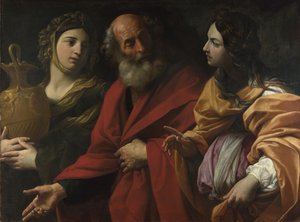 Lot und seine Töchter verlassen Sodom, ca. 1615 von Guido Reni