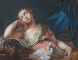 Schlafende Venus mit zwei turtelnden Tauben