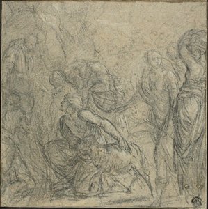 Studie für den heiligen Benedikt, der Geschenke von den Bauern erhält von Guido Reni