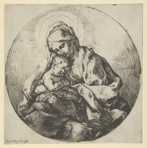 Die Jungfrau, die das Jesuskind hält, mit den Fingern ihrer rechten Hand verborgen, ca. 1600-1640 von Guido Reni