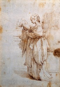 Frau mit Kissen