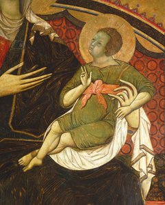 Das Jesuskind, Detail aus Majestät von Guido da Siena, Säulensaal, Palazzo Pubblico, Siena von Guido da Siena