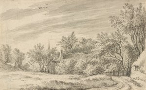 Dorfweg mit Kirchturm in der Ferne von Guillam Dubois