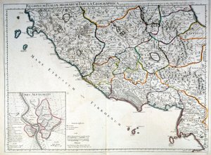 Historische Karte der italienischen Region, in der die Etrusker lebten, nach dem Atlas von G. Delysle von Guillaume (after) Delisle